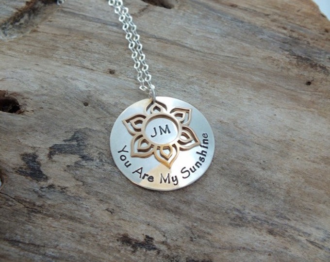 Personalized Jewelry, You Are My Sunshine, Hand Stamped Jewelry, Names or phrase, Personalized you are my sunshine Jewelry