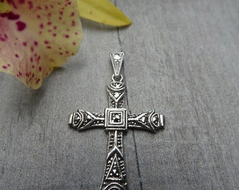 Mid century crucifix pendant. Sterling silver.