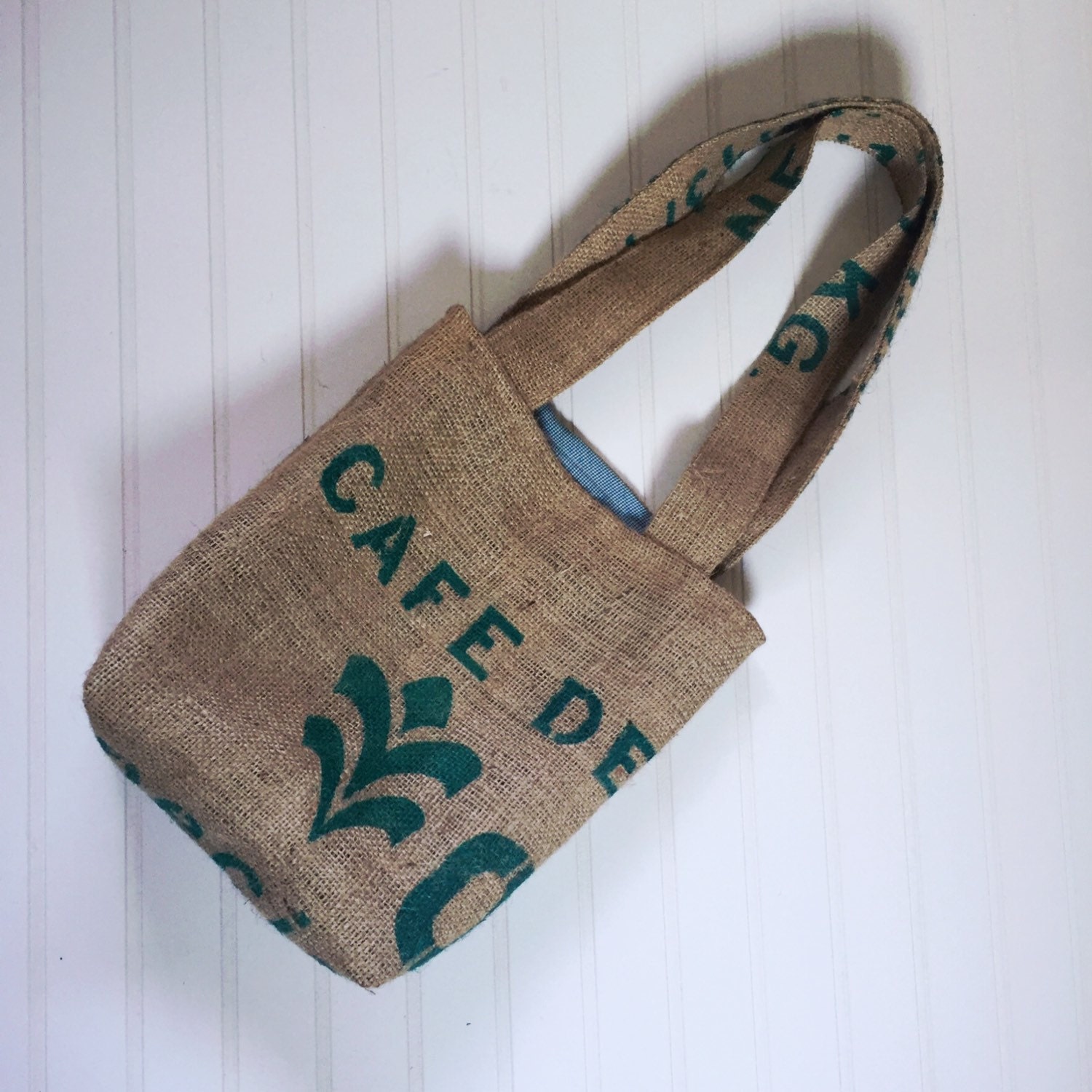 Burlap Tote Bag Repurposed Coffee Sack Shopping by jacquiesews