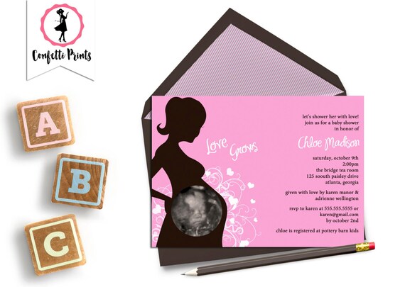 Sonogram Photo Invitation | Ultrasound Photo Invitation | Baby Shower Ready To Pop | About To Pop Baby Shower - LOVE GROWS Printable Il_570xn
