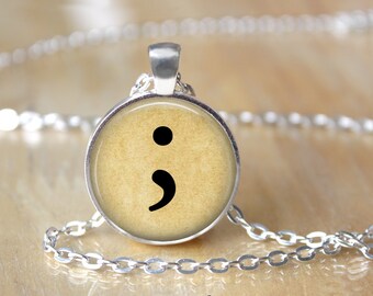 Semi Colon Necklace - Suicide Awareness - Semi Colon Jewelry - Semicolon - Depression - Awareness Jewelry L19