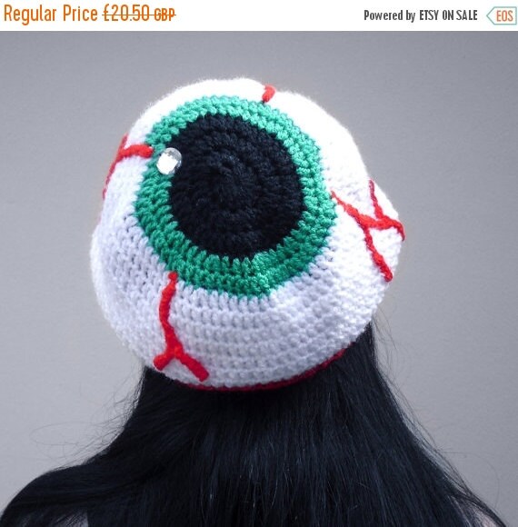 SALE Creepy Eyeball Hat Crochet Eye Slouchy by VelvetVolcano