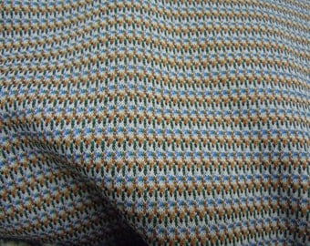 Vintage Blue & Green Double Knit Fabric, 1970s Multi Colored Double Knit Sewing and Crafting Material #468