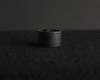 Handmade Faux Leather Ring/ Vegan Leather Ring/ Black Ring/ Handmade Ring/ Minimalist Ring/ Unisex Ring/Black Stiches
