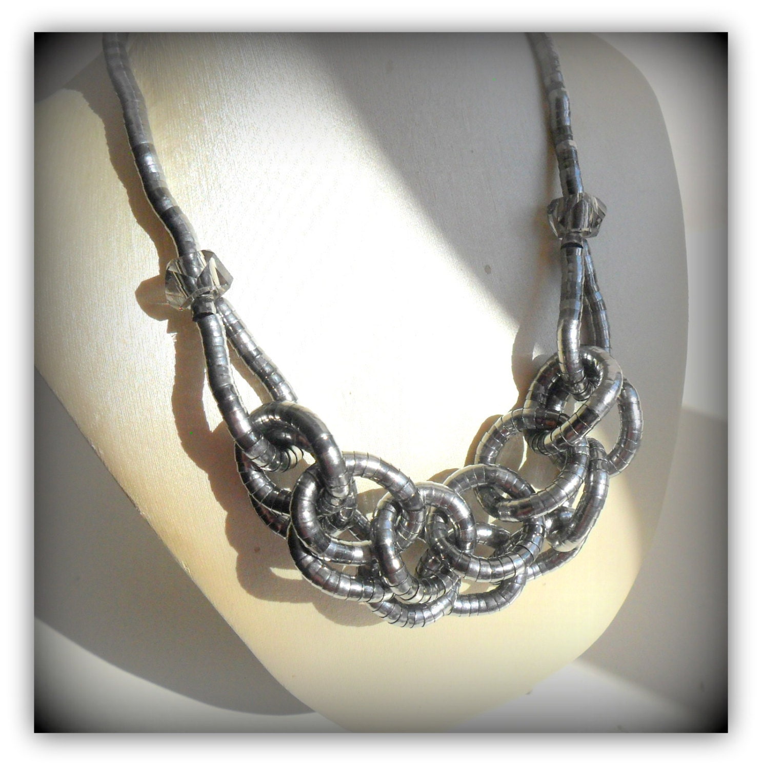 Chunky Double Pewter Dark Grey Chain Link Necklace Statement