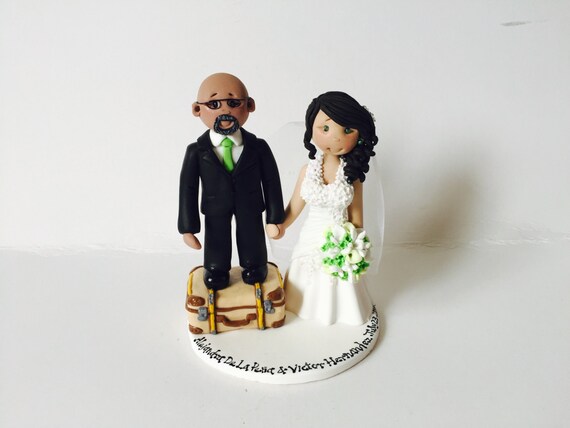  Short  groom  and tall  bride  personalised wedding  cake  topper 