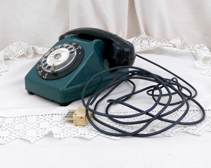 Vintage French Mid Century 2 Tone Blue Colored Rotary Telephone with the "Listening in Receiver", Mid Century Decor, Retro Home Interior