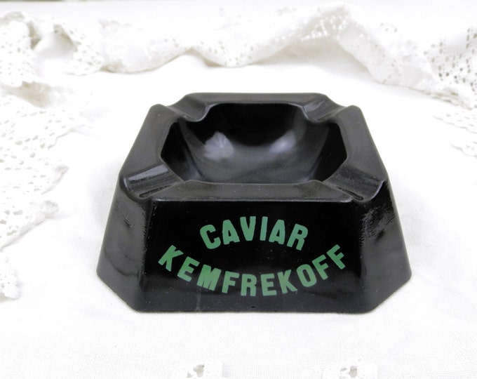 Large Vintage Caviar Kemfrekoff Black Glass Ashtray, Mid Century Decor, Retro Vintage Home Interior, European Vintage, Man Cave , Tobacciana