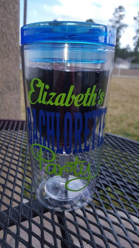 Personalized Plastic Wine Sippy Tumbler Bachelorette Party