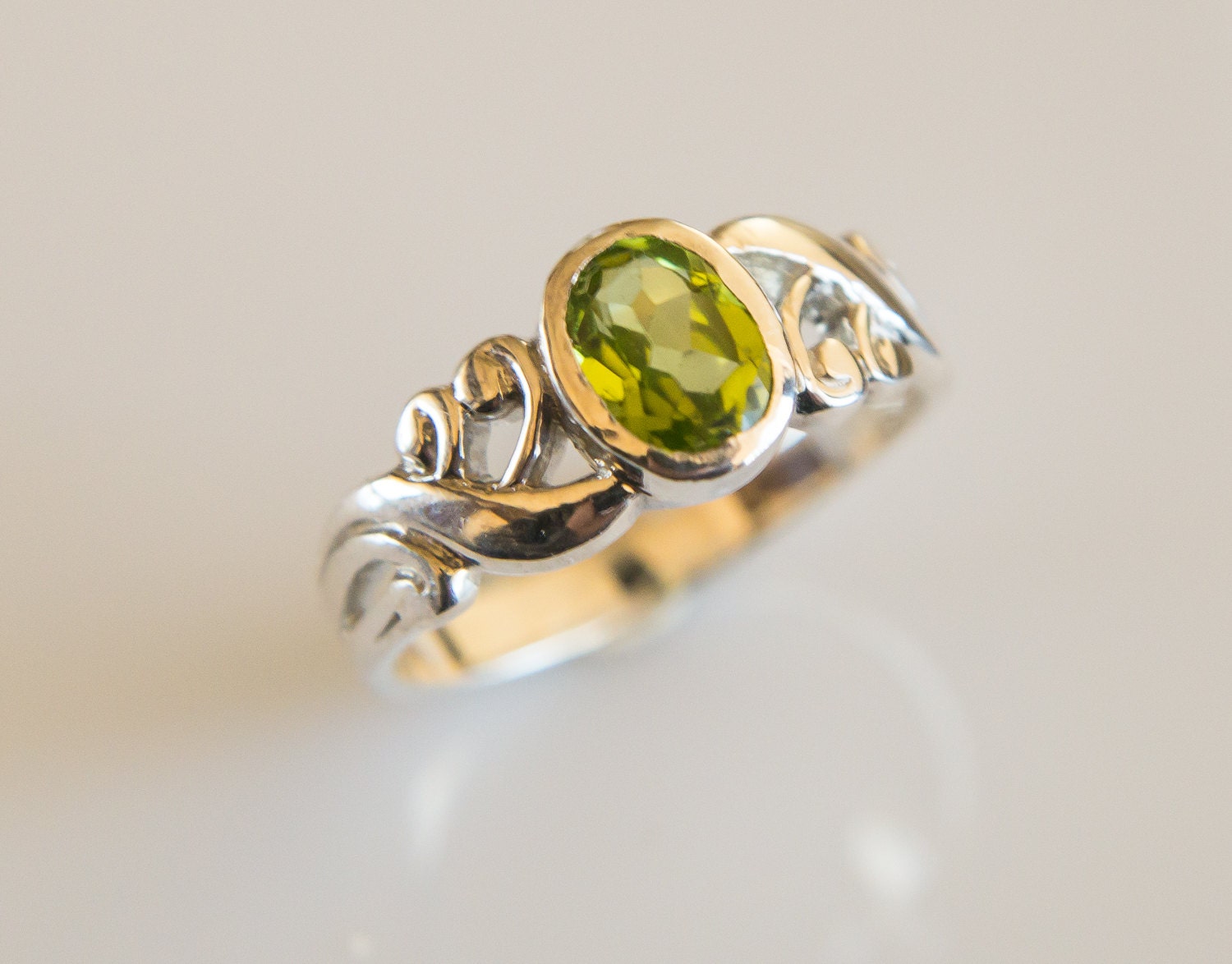 Natural Arizona Peridot Ring Lime Green Peridot Ring Gift