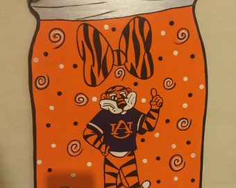Auburn Tiger Mason Jar Door Hanger