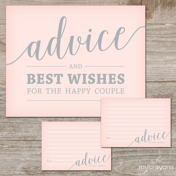 Printable Advice Sign and Advice Cards Wedding by MyCrayonsDesign