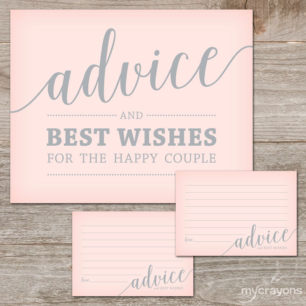 Printable Advice Sign and Advice Cards Wedding // Pink Advice