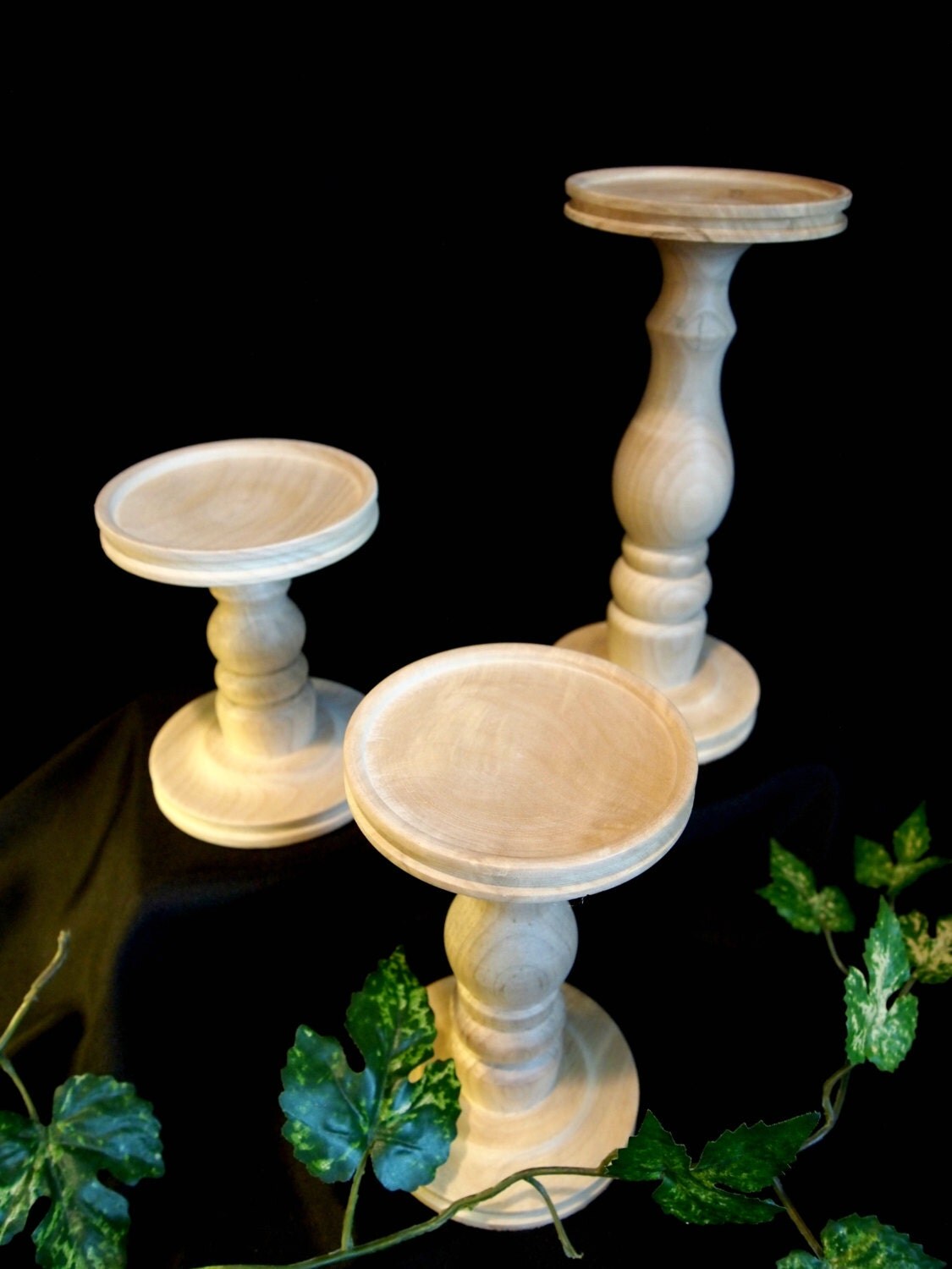 Unfinished Latheturned Pillar Candle Holders Made in USA
