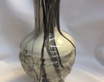 Vintage Black, gray, and white swirl vase