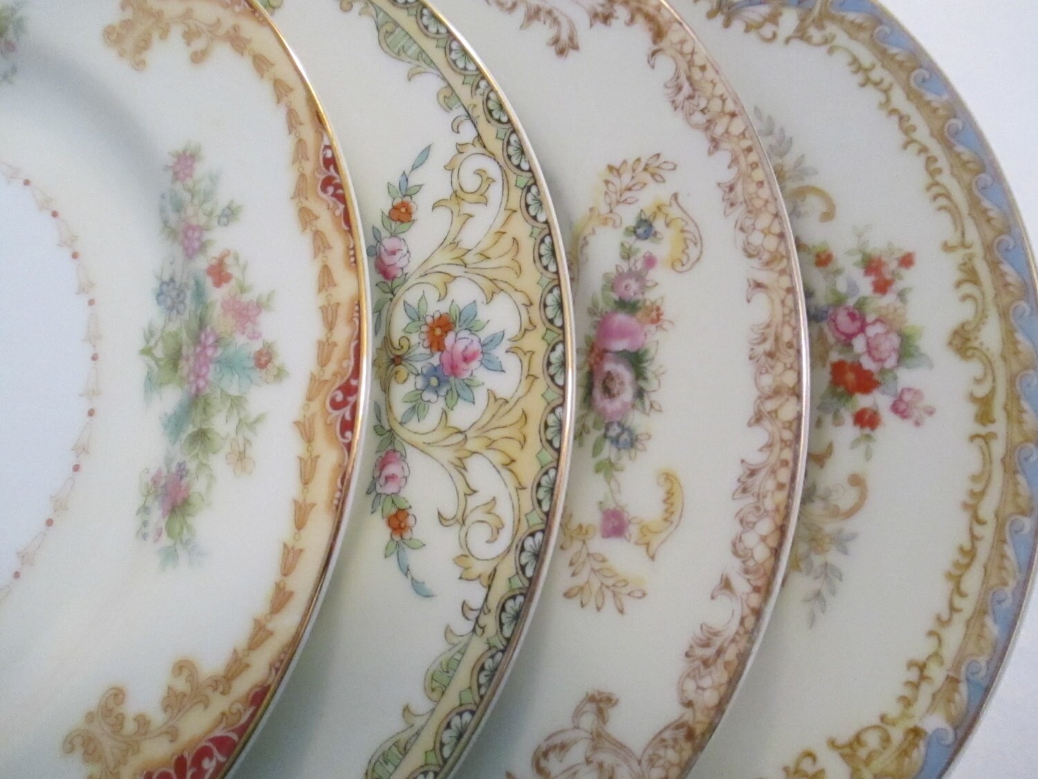 Vintage Mismatched China Salad Plates for by LBFCollections