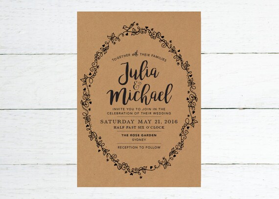 Items similar to Rustic Wedding Invite – Vintage Border Printable ...