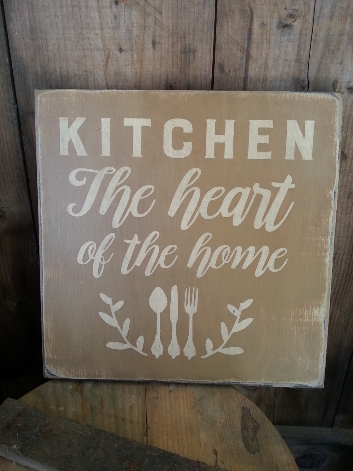 Kitchen The Heart of The Home Rustic Wooden Sign farmhouse