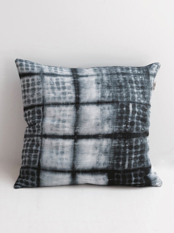 Shibori Linen Pillow Cover Shibori Pillow by ayatextilecraftworks