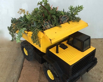 Succulent Planter Toy Truck Large Yellow TONKA Dump With Organic LIVE Plants Succulent Planter Toy Truck Large Yellow TONKA Dump With Organic LIVE Plants