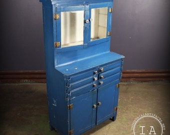 Vintage Industrial Blue Apothecary 6 Drawer Medical Cabinet