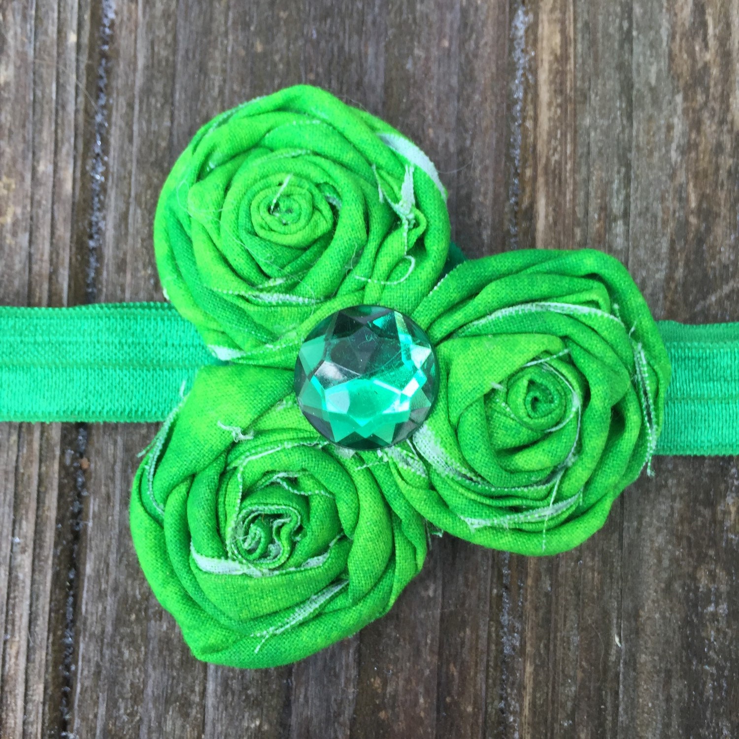 Fabric flower headband shamrock headband st patricks day