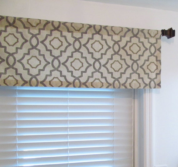 Window Valance Geometric Gray Natural Talbot Metal/ Custom