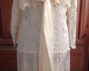 1990 Jessica McClintock Wedding Gown Ivory Victorian