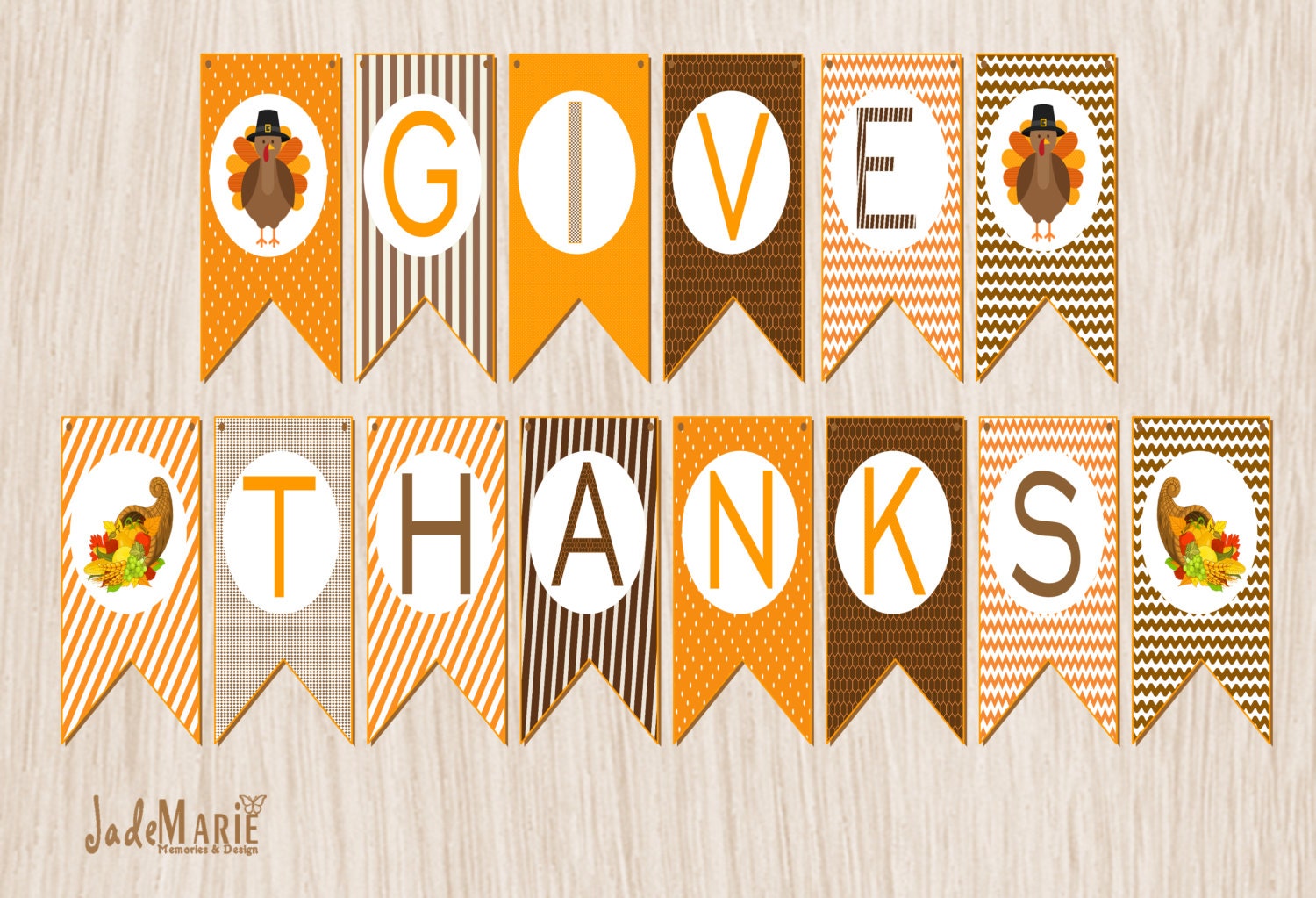 Thanksgiving printable Holiday banner Give Thanks