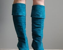 green fold over boots