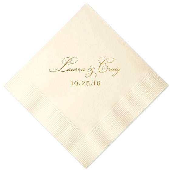 Custom gold foil wedding or event cocktail napkins lots of