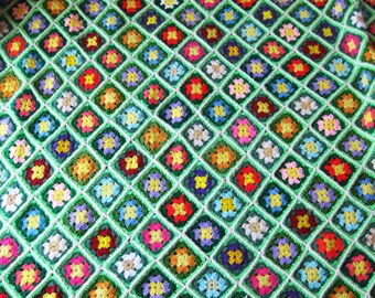 Rainbow Afghan BIG 70 x 64 Mint Green