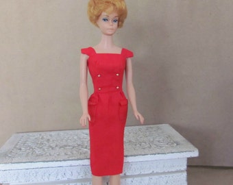 Vintage Barbie Clothes, 1960's Barbie Dress, Red Barbie Dress #986 Sheath Sensation, Vintage Barbie Dress, Sheath