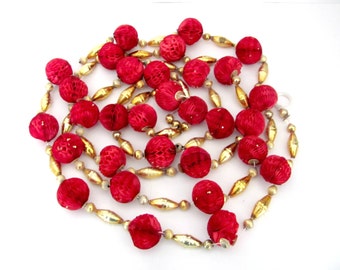 Vintage Christmas Garland, 1950's Honeycomb Garland, Christmas Tree Garland, Red Garland, Mid Century, 1950's Christmas Decor