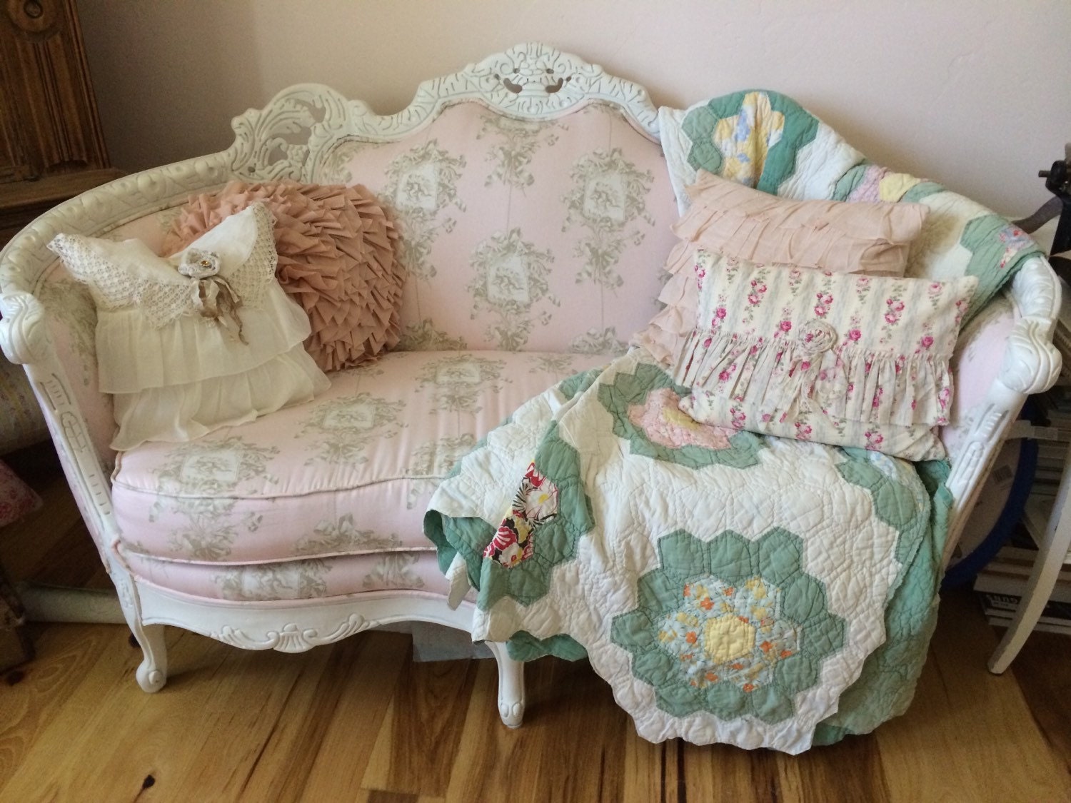 Stunning Vintage Antique Sofa and Loveseat French Country