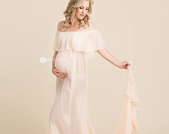Patricia Gown Off the Shoulder Chiffon Maternity Gown Long