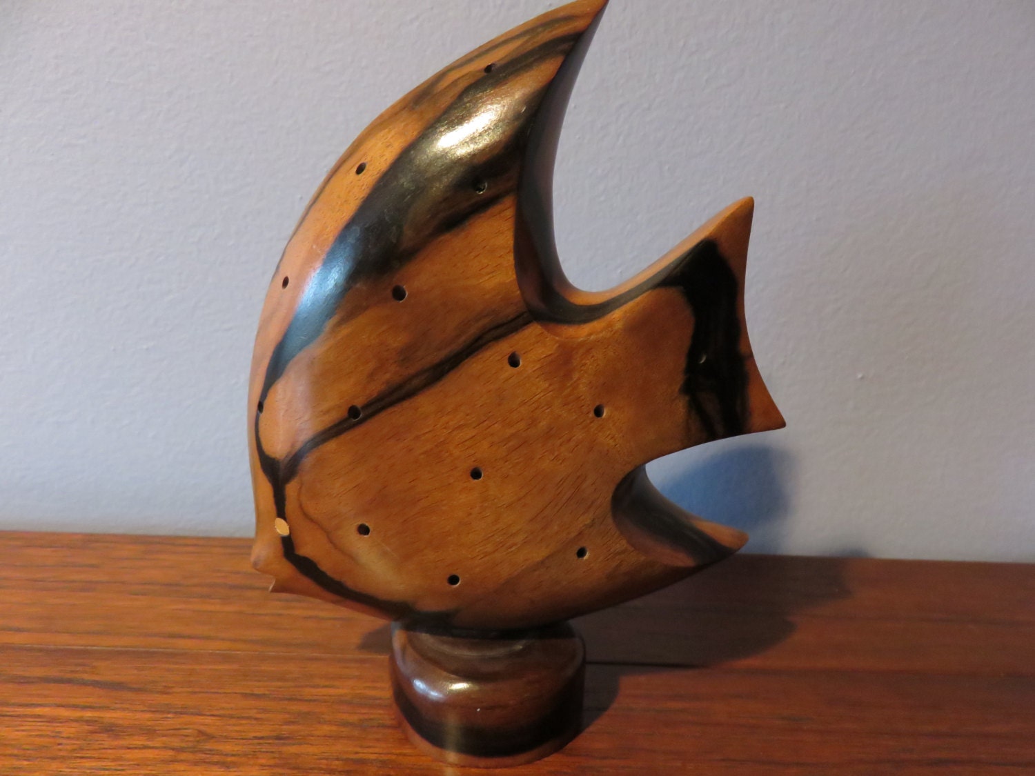Vintage Wooden Rotating Angel Fish Toothpick Appetizer Holder Haute Juice