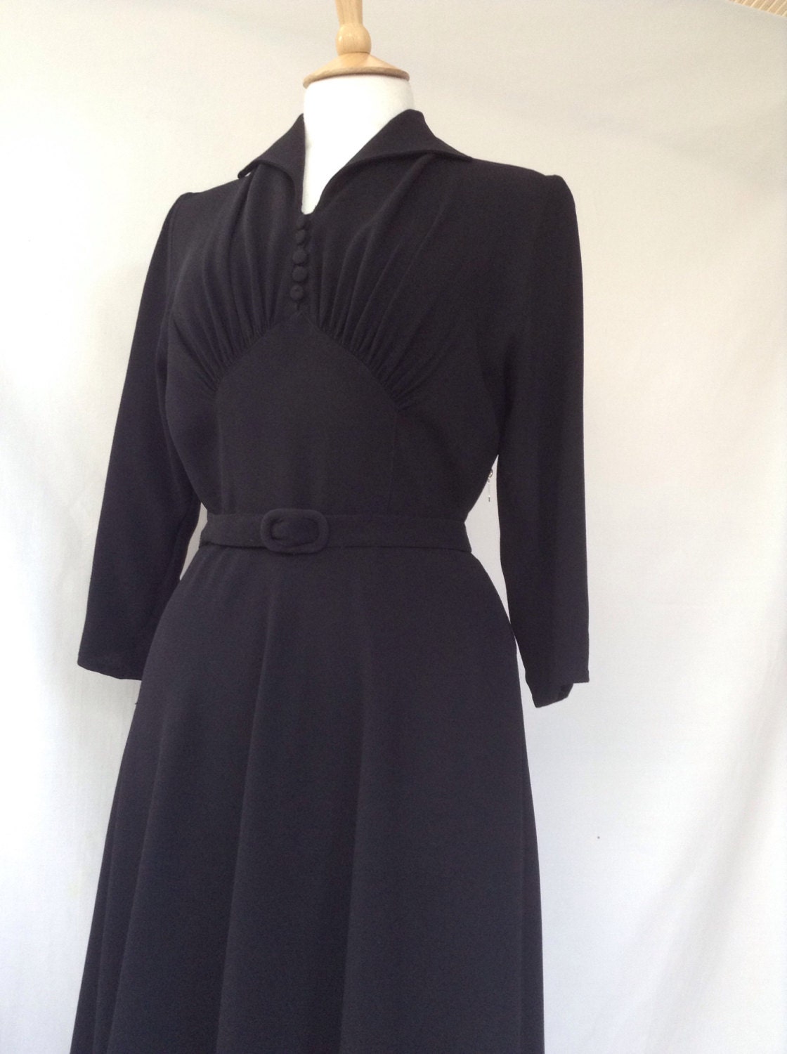 1940s Dress WW2 Black Formal Dinner Dance UK size 12 US