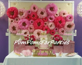Amazing flower backdrop wall. Oversized paper flowers 36 units!! Wedding centerpiece. Breathtaking wall decor. Tissue bloom. 3D decorations