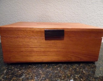 Solid Spanish Cedar Cigar Humidor with a Special Engraving for Dad. Removable Spanish Cedar Tray and Wenge Handle