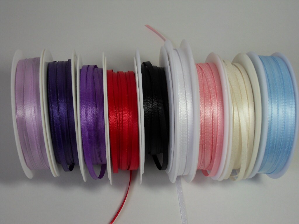 3m Narrow Satin Ribbon 34mm Wide Choice of Colours