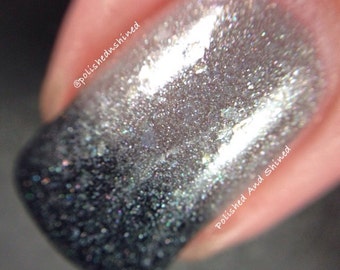 White Black Color Changing Nail Polish - Thermal Silver Shimmer - Crossing The Moon from The Wild Hunt Collection (15mL Full Size)