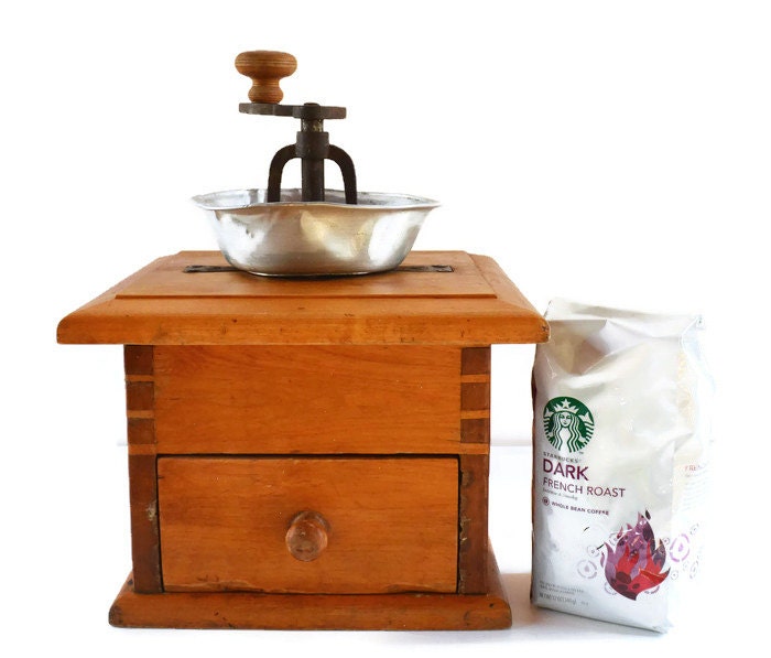 Vintage Coffee Grinder Large Wooden Coffee Grinder Maple