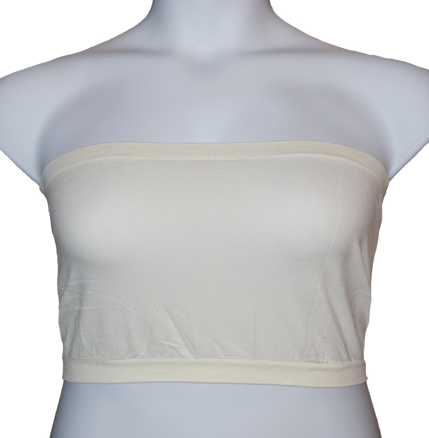 2 pcs Tube Top Strapless Bras Plus Size Seamless Bandeau Cream