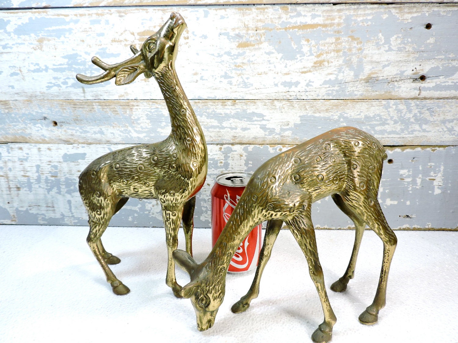 Large Deer Statues Solid Brass Pair of Exquisite Buck and Doe