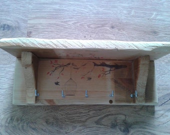 Handmade Reclaimed Wood Unique Shelf/Keyholder