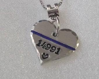 Thin Blue Line Necklace - Police Girlfriend -Badge Number - Police Wife Necklace- Police Wife - Police Officer -Police Gift -Police Jewelry