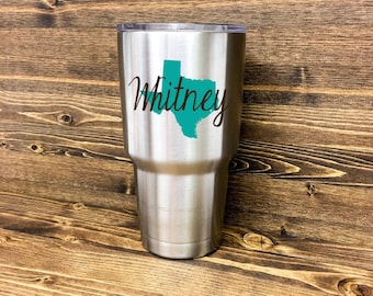 Vinyl Decals for "Yeti" Cups Personalized with State and Name