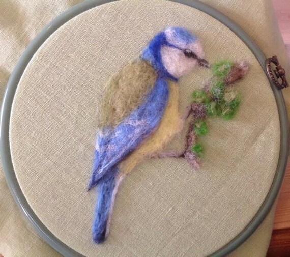 2D Needle Felted Picture Bluetit