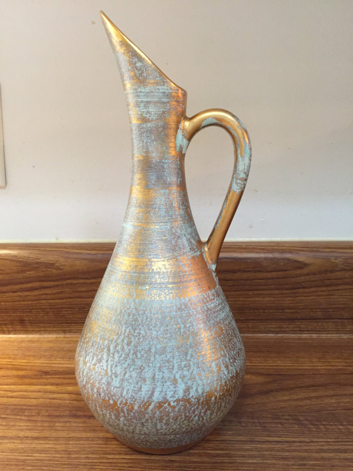 Vintage Stangl Pottery Pitcher Vase from the Antique Gold Line